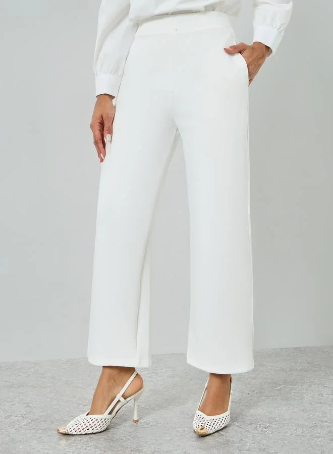 Styli Off White Straight Fit Scuba Pants